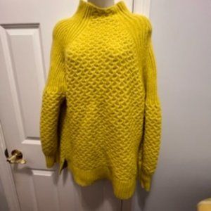 Anthropologie Bia Mock Neck Bright Lime Yellow Sweater Tunic Medium